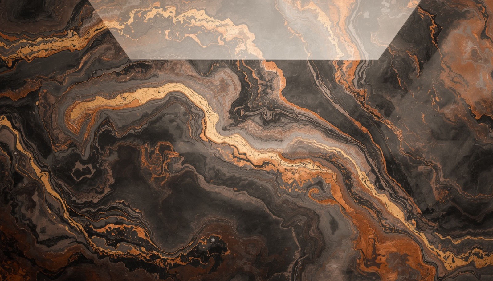 Close view of metallic epoxy floor with molten bronze and pearl swirls