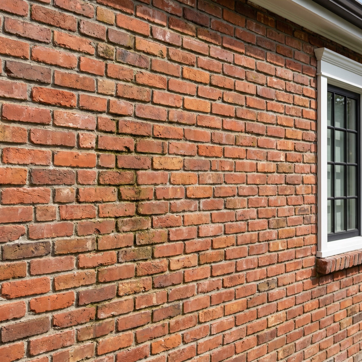 Classic red brick home exterior, freshly pressure washed and spotless